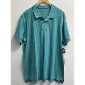 NEW Eddie Bauer‎ Men's XL Polo Shirt Field Pro Piqué Aqua Blue Short Sleeve
